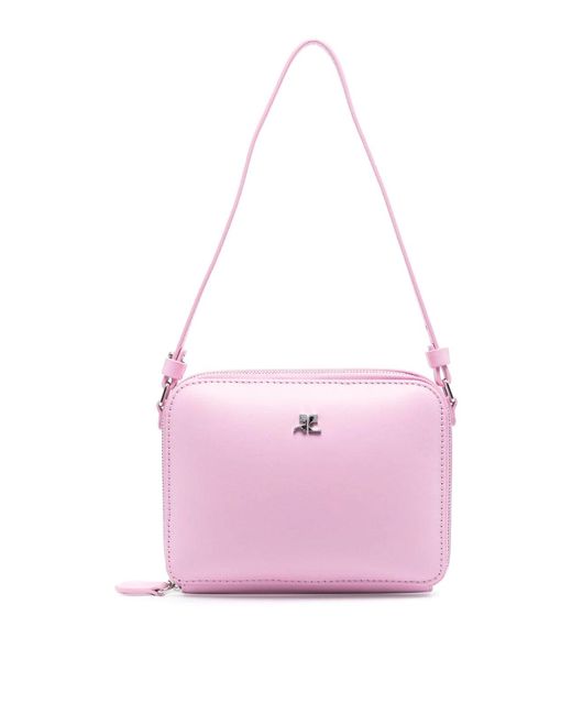 Courreges Pink Smooth Leather Tote Handbag