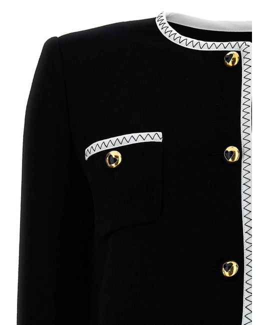 Moschino Black Structured Crepe Viscose Short Jacket