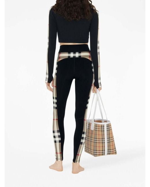 Burberry Black Cynthia Check-panels Stretch-woven Top