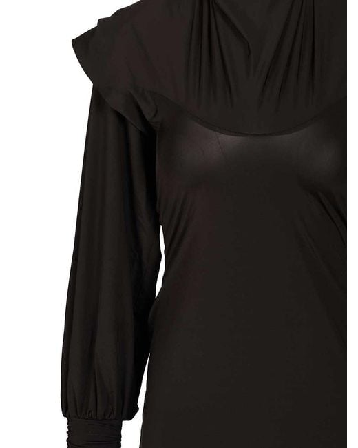 ROTATE BIRGER CHRISTENSEN Black Slinky Hooded Dress