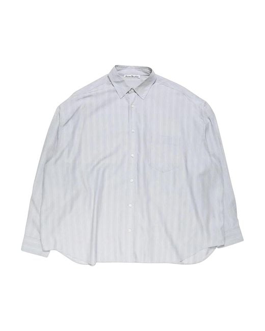 Acne White Striped Button-Up Shirt for men