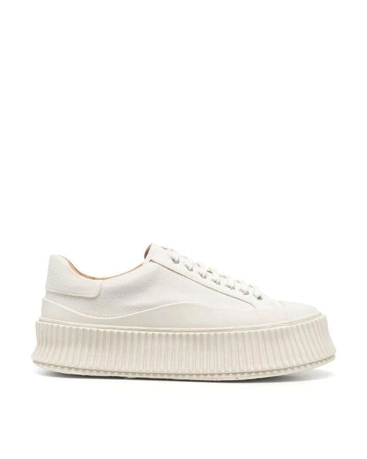 Jil Sander White Canvas Low-Top Sneakers