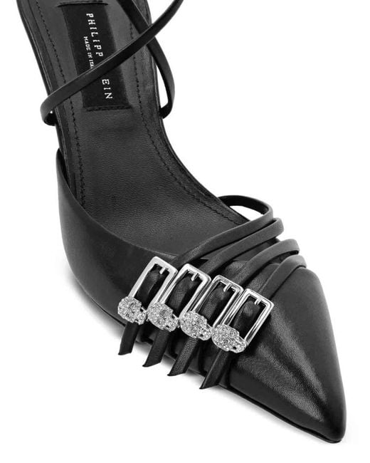 Philipp Plein Black Pumps With Strap And Kitten Heel