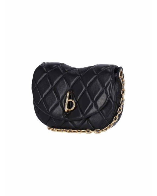 Burberry Black Mini Quilted Leather Handbag With Chain Strap