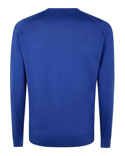 John Smedley Blue Hatfield Long Sleeves Crewneck Pullover for men