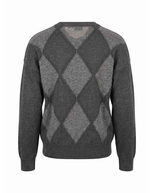 Peserico Gray Round Neck Sweater