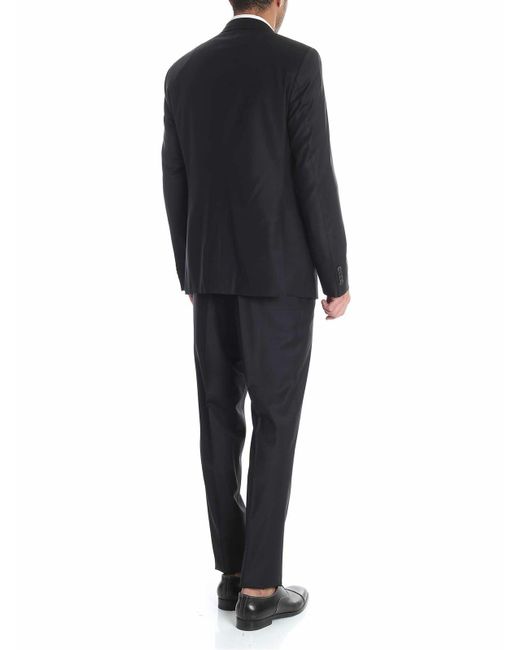 Karl Lagerfeld Black Wool Two Button Suit for men