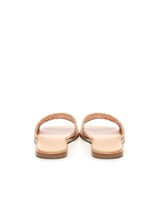 Chloé Natural Soleil Embroidered Woven Sandals