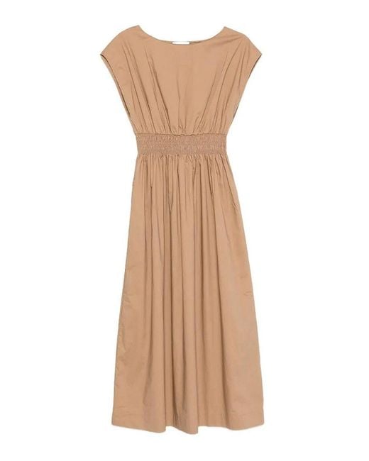 Roberto Collina Natural Elasticated Waist Cotton Midi Dress