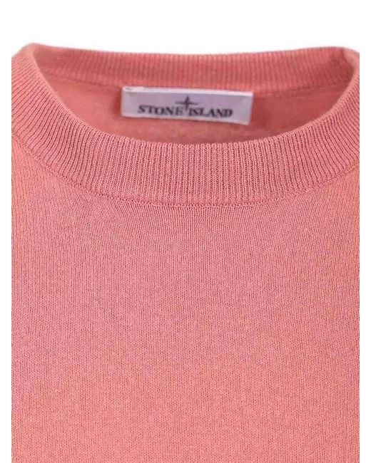 Stone Island Pink Lightweight Organic Cotton Sweater for men