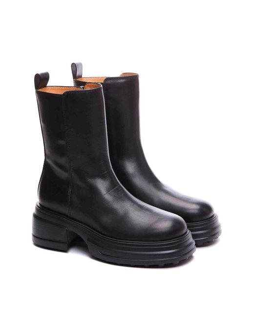 Tod's Black Leather Platform Boots
