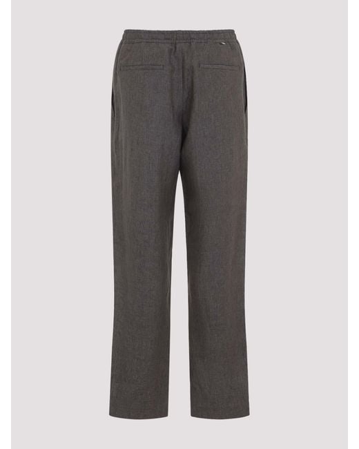 Canali Gray Drawstring Linen Pants for men