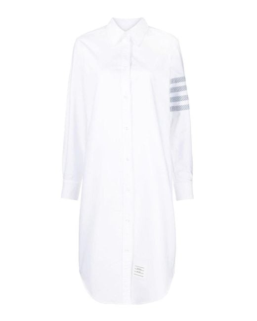 Thom Browne White 4-bar Cotton Shirt Dress