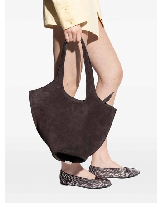 The Attico Black Medium Suede Shoulder Bag