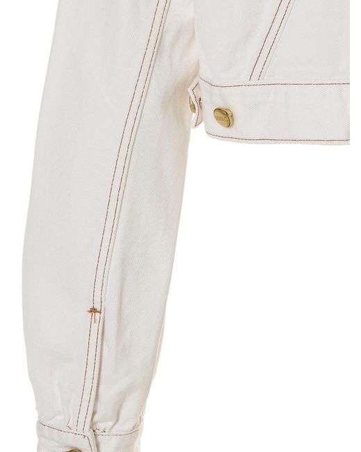 Ganni White Denim Cropped Jacket