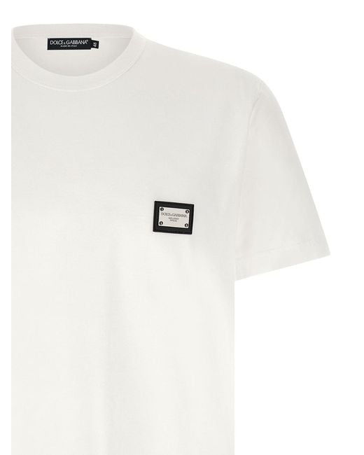 Dolce & Gabbana White Logo Plate T-Shirt for men