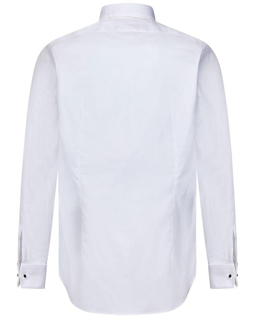 Franzese Collection Blue Natural Twill Tuxedo Shirt for men