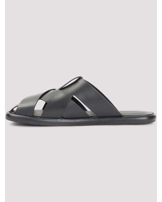 Giorgio Armani Black Leather Sandals for men