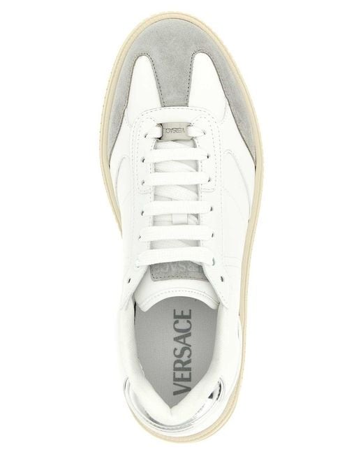 Versace White Greca Court Sneakers for men