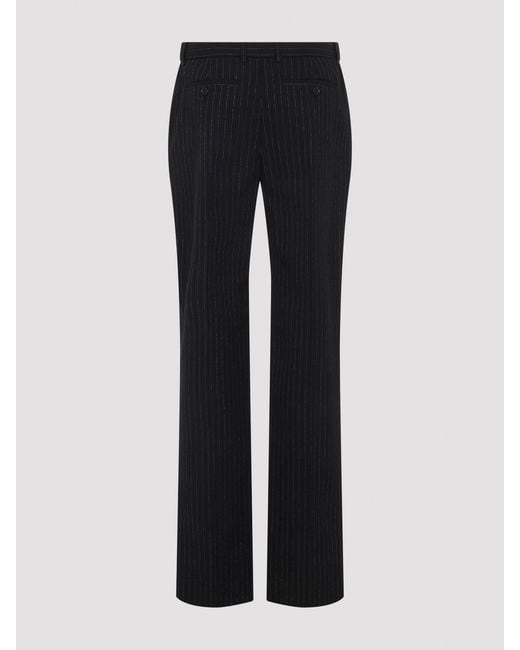 McQueen Black Pinstripe Lurex Pants