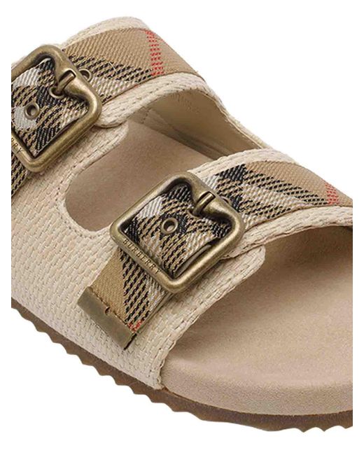 Burberry White Urchin Rafia Sandals