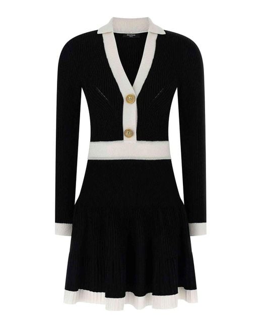 Balmain Black Two-Tone Dress