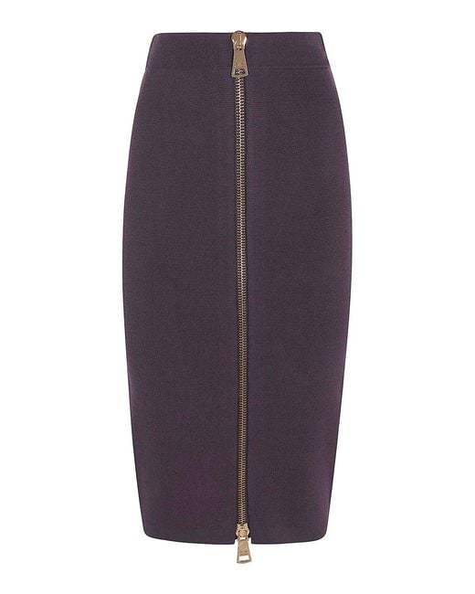 Elisabetta Franchi Purple Knitted Midi Skirt