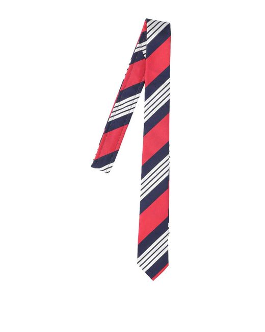 Thom Browne White Striped Tie for men