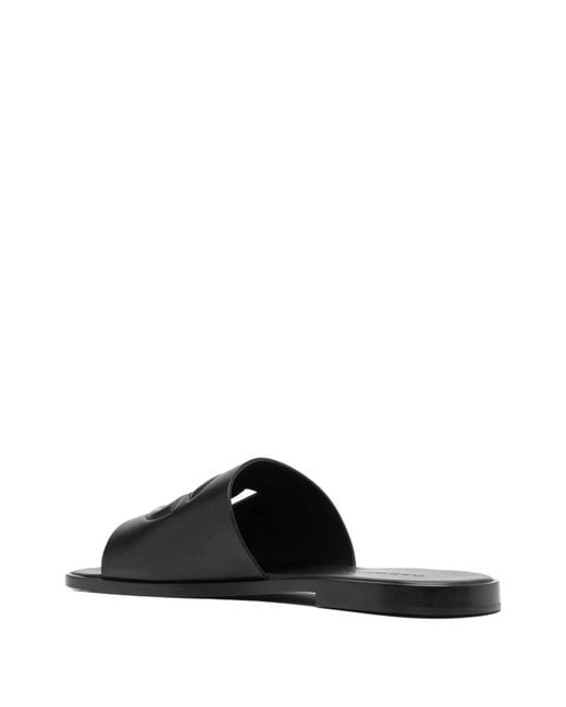 Dolce & Gabbana Black Leather Flat Sandals for men