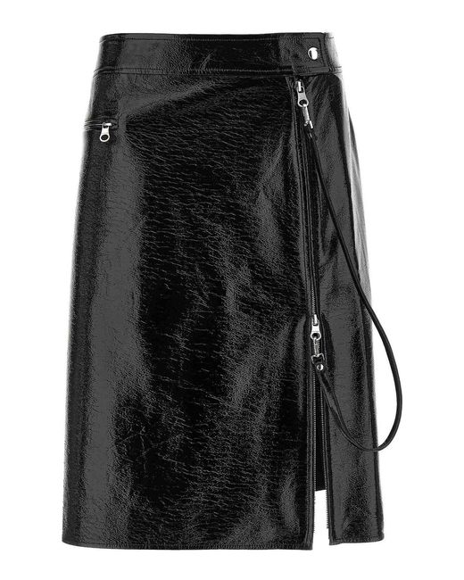 Courreges Black Vynil Midi Skirt