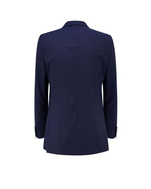 Tagliatore Blue Virgin Wool Suit With Removable Iconic Brooch for men