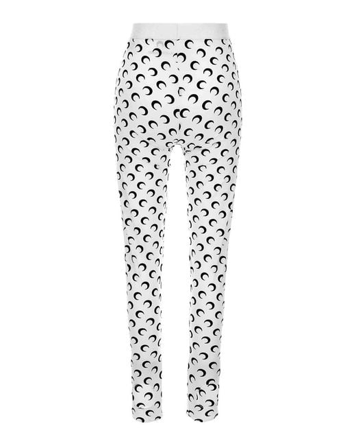 MARINE SERRE White Moon Printed Jersey Leggings