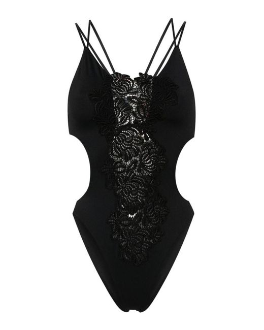 Ermanno Scervino Black Crochet-detail Swimsuit