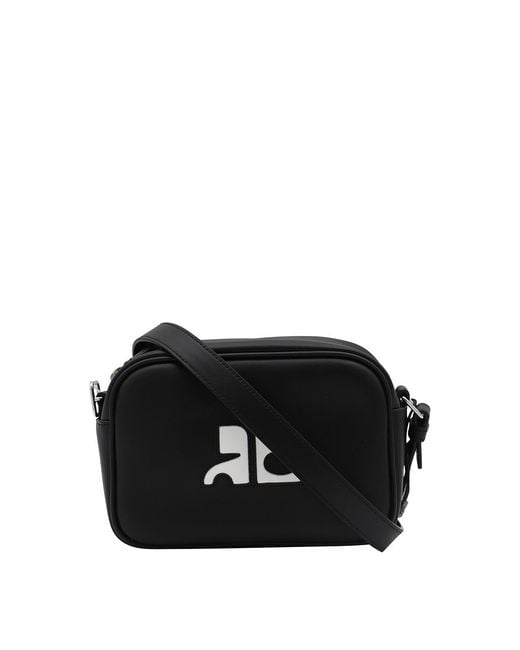 Courreges Black Leather Top Handle Bag