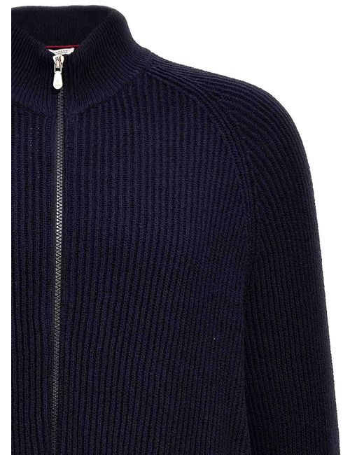 Brunello Cucinelli Blue Knit Cardigan for men