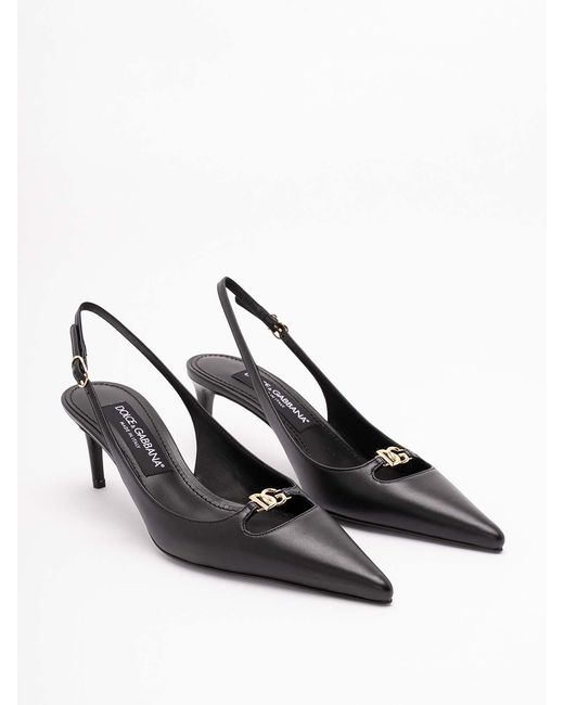 Dolce & Gabbana White Silk-Effect Nappa Leather Slingbacks