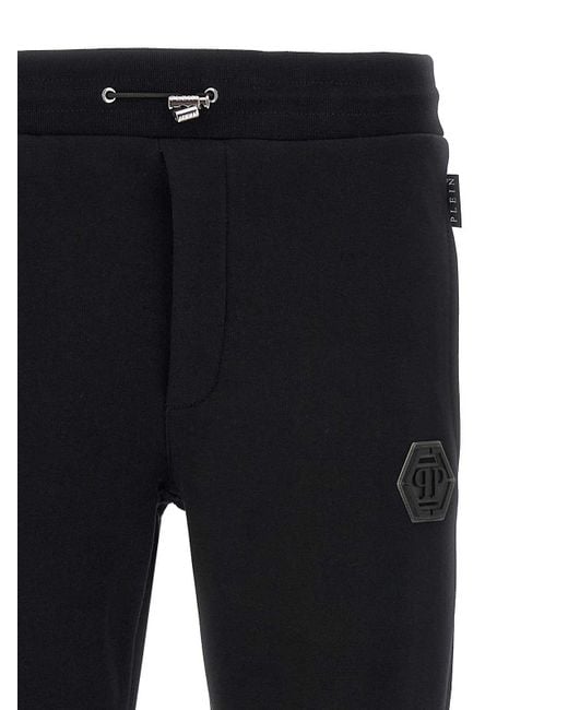Philipp Plein Black Logo Patch Joggers for men