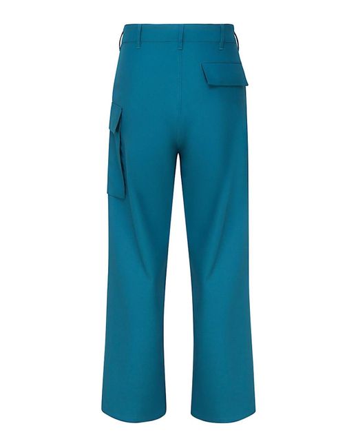 Marni Blue Cool Wool Trousers With Cargo Pockets for men