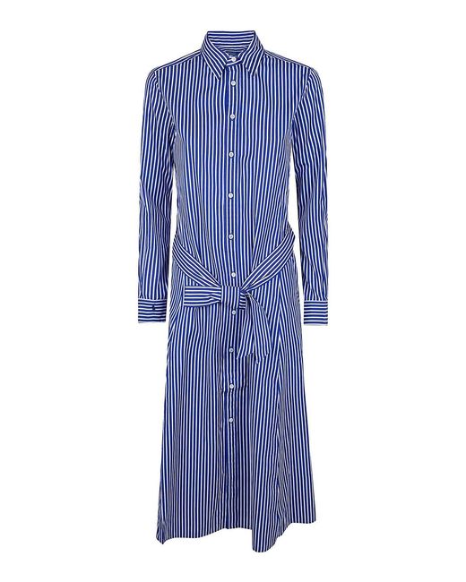Polo Ralph Lauren Blue Long Sleeves Midi Day Dress