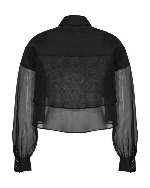 Elisabetta Franchi Black Layered Cropped Shirt