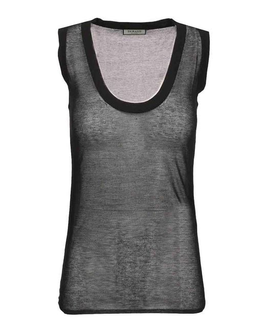 DURAZZI MILANO Gray Semi-Sheer Tank Top