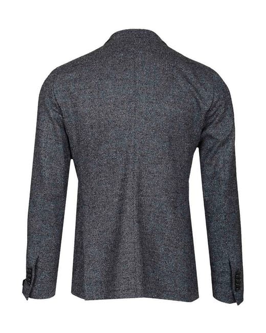 Tagliatore Black Double-Breasted Wool And Silk Blazer for men