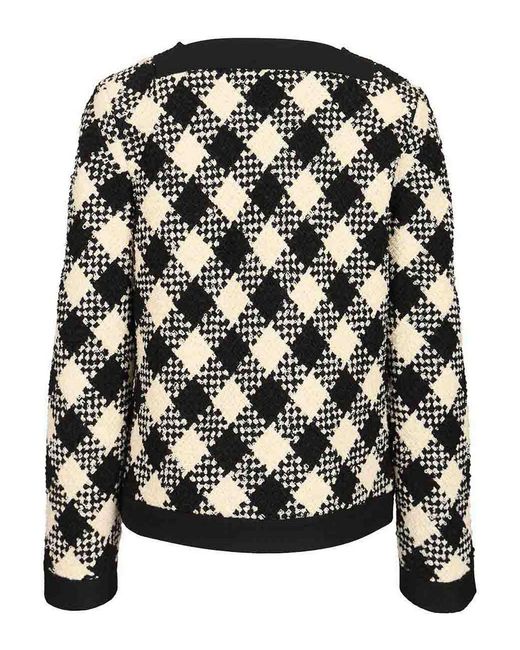 Valentino Garavani Black Damier Checked Boucl Tweed Jacket