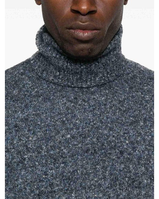 Brunello Cucinelli Blue Turtle-Neck Sweater for men