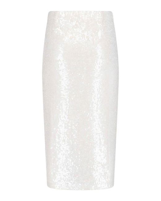 P.A.R.O.S.H. White Midi Sequin Skirt
