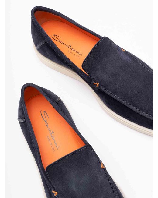 Santoni Blue Botanist Loafers for men