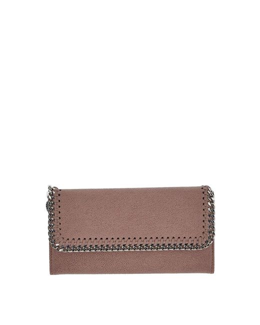 Stella McCartney Brown Flap Wallet In Pink With Chain