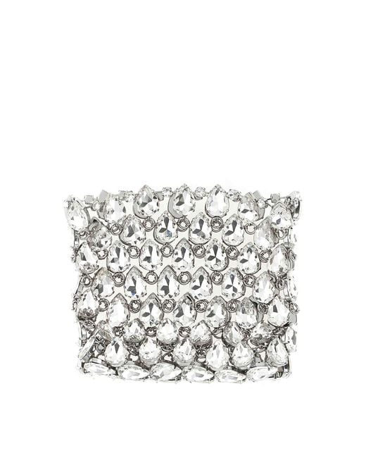 Self-Portrait White Crystal Chainmail Mini Clutch