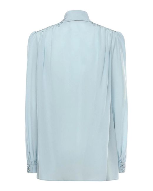 Valentino Garavani Blue Crepe De Chine Shirt