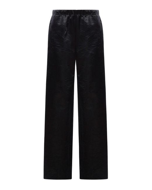 Givenchy Black Viscose Trousers With Wrinkled Effect
